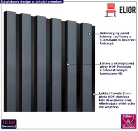 Akustyczne panele lamelowe 2 szt. antracyt G4-W74