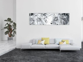 Obraz - Rysowane lwie głowy (170x50 cm)