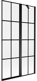 Mexen Mist parawan nawannowy 2-skrzydłowy prawy 100 x 150 cm, czarna kratka, czarny - 8A9-100-011-70-77-P