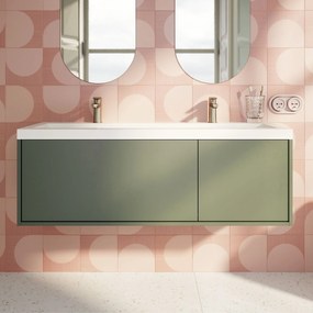 Umywalka wpuszczana w blat biała błyszcząca z konglomeratu WAVE DUO 120 cm