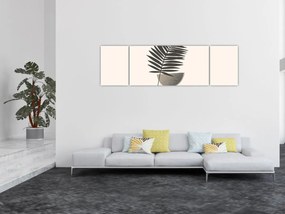 Obraz - Abstrakcja z liściem palmy (170x50 cm)