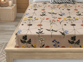 PrzytulneMieszkanie.pl Prześcieradło z mikropluszu HERBAR 90x200 cm beżowe
