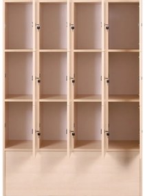 Drewniana szafka skrytkowa S5, 12 schowków, 1700 x 1200 x 420 mm, zamek cylindryczny, buk
