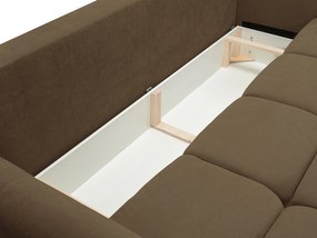 Masseno Sofa MODA z funkcją spania i pojemnikiem na pościel, Rozkładana sofa - Brązowy, WIND 22