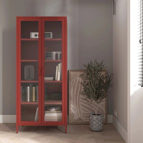 Metalowa witryna wysoka Modern Angelo czerwona