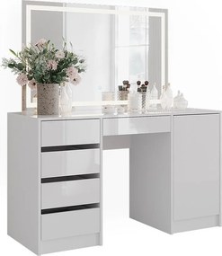 Stół toaletowy biały/biały wysoki połysk 128.2x50.1x76 sherry