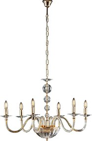 Żyrandol Ruben Gold z przezroczystego szkła i kryształków 6 lamp 116 Ø77 BL267-6-OR
