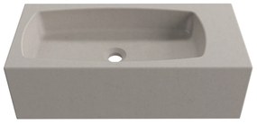 Umywalka betonowa wisząca / nablatowa prostokątna bez otworu na baterię 65 x 30 cm z półką ZALM | różne kolory : Kolor - Cappuccino, Typ montażu - nablatowa