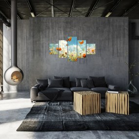 Obraz - Motyle na letniej łące (125x70 cm)