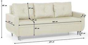 Kanapa sofa 3 os z funkcją spania RED Czerwony