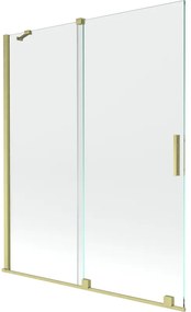 Mexen Velar parawan nawannowy 2-skrzydłowy rozsuwany 140 x 150 cm, transparent, złoty szczotkowany - 896-140-000-01-55