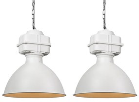 Zestaw 2 lamp wiszących w stylu industrialnym mały matowy biały - SickoPrzemysłowy Oswietlenie wewnetrzne