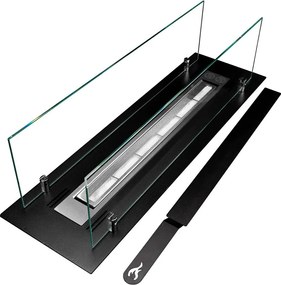 Kominek bioetanolowy wykonany ze stali z szybą 65 cm