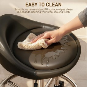 HOMCOM Obrotowy Taboret z Regulacją Wysokości z Oparciem, 59-75 cm, Obrotowy 360°, Czarny