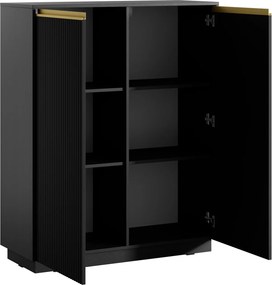 Wysoka komoda ryflowana Royal KW104, kolor czarny