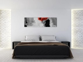 Obraz - Zakochana para pod parasolem, czerwony (170x50 cm)