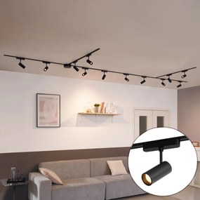 Nowoczesny system oświetlenia szynowego z 12 czarnymi reflektorami jednofazowymi 600 cm - Magnetic Gert