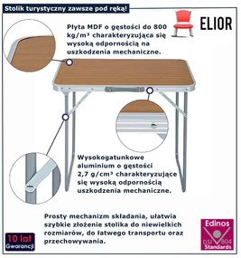 Brązowy składany stolik turystyczny H4-P36