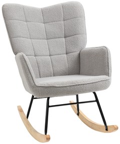 HOMCOM Fotel bujany na sprężynach do 120 kg Jasnoszary Poliester Komfortowe siedzisko do odpoczynku | Aosom PL