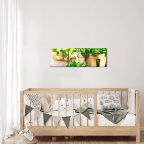 Obraz świeżej mięty (z zegarem) (90x30 cm)