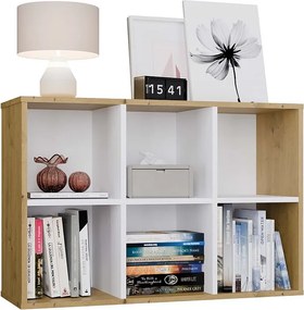 Regał Malax MINI 2X3 |  Biały/Dąb Artisan | 90x30x60 cm |Regał Komorowy