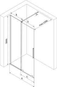 Mexen Velar ścianka prysznicowa rozsuwana Walk-in 70 x 200 cm, transparent 8 mm, chrom - 871-070-000-03-01