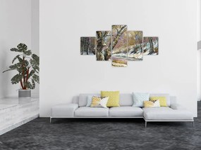 Obraz namalowanego zimowego krajobrazu (125x70 cm)