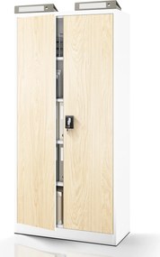 Szafa biurowa na dokumenty z 4 półkami biała/dąb sonoma, 900x1850x400 mm: JAN Eco Design