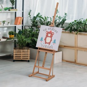 Vinsetto sztaluga drewniana bukowa regulowana wysokość kąt praktyczny schowek dla artystów malarzy naturalna | Aosom PL