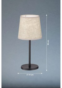 Czarno-beżowa lampa stołowa z tekstylnym kloszem (wysokość 30 cm) Eve – Fischer &amp; Honsel