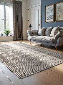 Dywan nowoczesny Perles Romby szaro-białe 160 cm x 235 cm