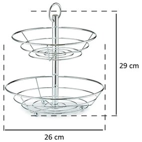 Patera na owoce, 2 poziomy - stal chromowana, ZELLER, Ø 26 cm