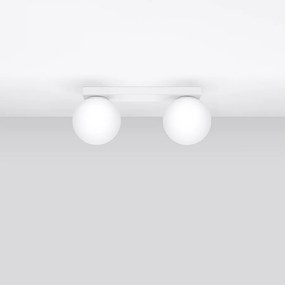 Plafony nowoczesny Zynfi, stal/szkło - 2 źródło światła 4000K - L.34.5 x H.14.5 cm - biały