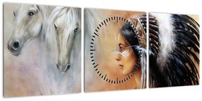 Obraz - Czary Indian (z zegarem) (90x30 cm)