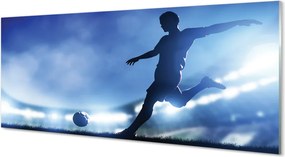 Szklany Panel Piłkarz w Blasku Neonów