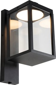 Lampa ścienna zewnętrzna czarna w tym LED i czujnik zmierzchu - Ferdinand
