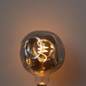 Żarówka LED E27 ze spiralnym żarnikiem G125, lustrzana srebrna, ściemnialna, 4W, 75 lm, 1800K