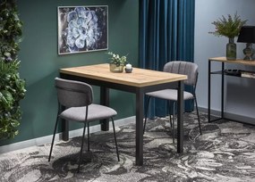 Nowoczesny stół Dendy 120x68 cm prostokątny z blatem z płyty laminowanej w odcieniu dąb wotan i metalowymi czarnymi nogami