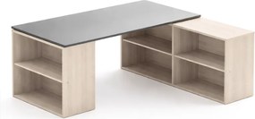 Biurko z przestrzenią do przechowywania BLOCK B01, 180 × 160 cm, dąb naturalny/grafit