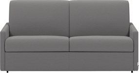 Kanapa 4-osobowa rozkładana typu express z jasnoszarej tkaniny z siedziskiem z pianki z pamięcią kształtu - Powierzchnia spania 160 cm - Materac 14 cm CALIFE