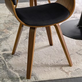 Krzesło Tapicerowane z Drewna Giętego Do Jadalni OHIO 2 Czarne Welurowe Nowoczesne Loft