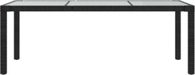 Stół Ogrodowy Czarny 190x90x75 cm Szkło i Rattan PE OG12017