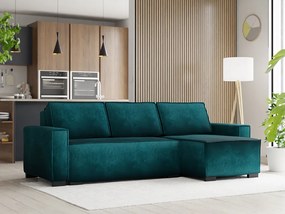 Ciemnozielony rozkładany narożnik SMART VELVET, dwustronny