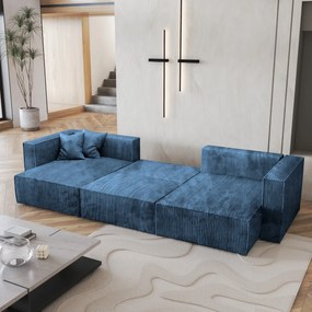 Masseno Narożnik SARMO z funkcją spania i pojemnikiem na pościel Narozniki U, Rozkładana sofa - Niebieski, POSO 05
