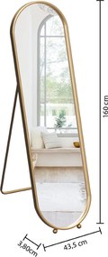 Duże lustro stojące złota rama EDI, 43,5 x 160 cm