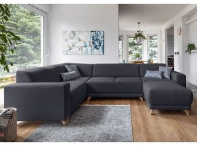 Antracytowy rozkładany/ze schowkiem narożnik (lewostronny/w kształcie litery U) Classy Sophie – Miuform