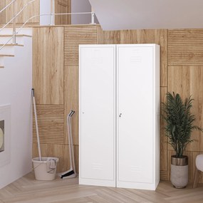 Metalowa szafa gospodarcza AGNES, 500 x 1850 x 500 mm, biała