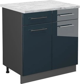 Szafka dolna do kuchni ciemnoniebieski wysoki połysk 80x60x82 fame-line