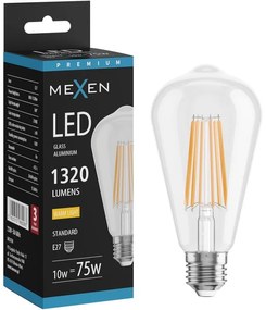 Mexen Vintis żarówka filament LED E27, ST64, 10W, Ciepła - 2700K, 1320 lm, clear - L152-E27-1027-00