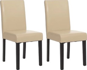 Zestaw 2 krzeseł do jadalni Littau ze sztucznej skóry,  imitacja skóry, kremowy, ciemne nogi